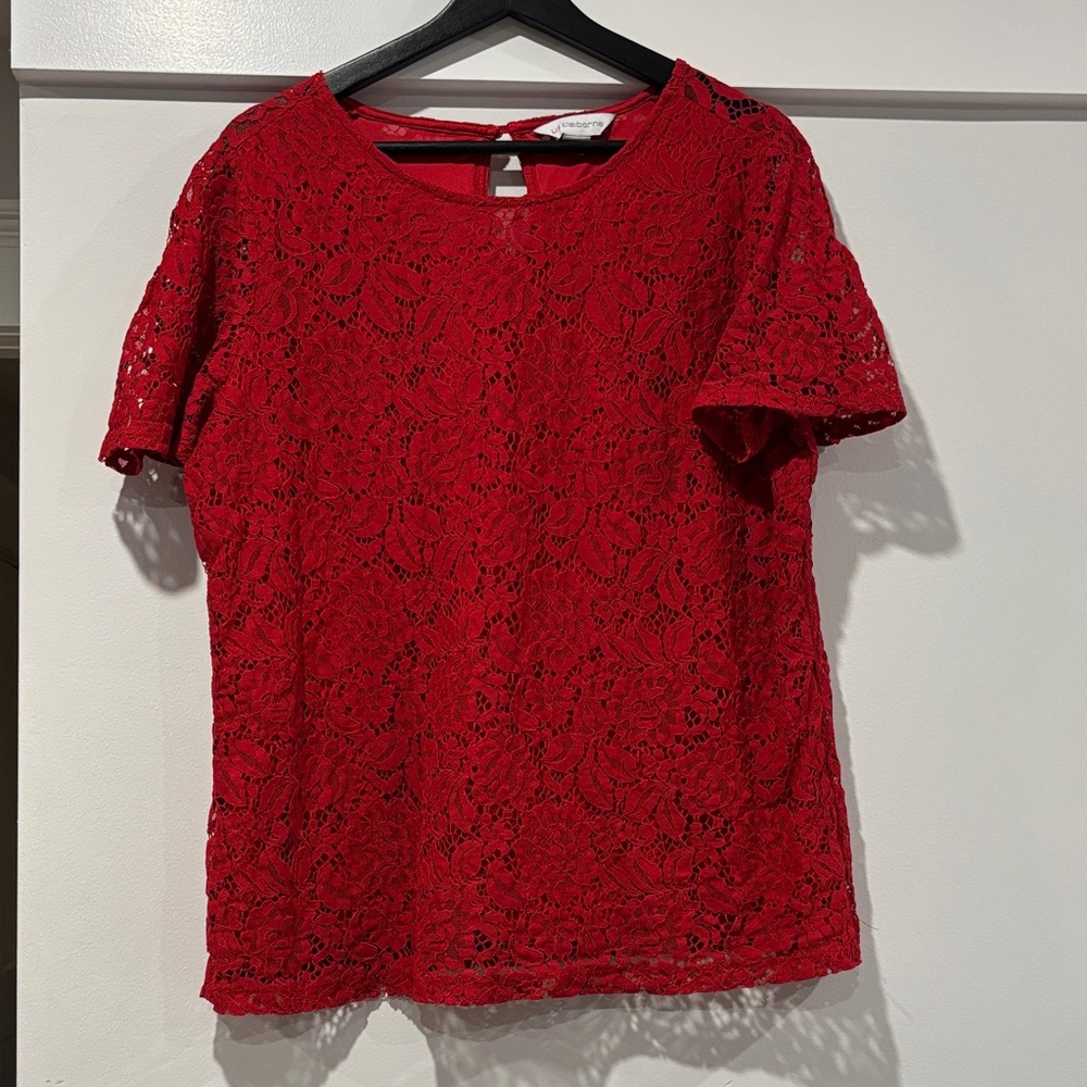 Liz Claiborne Vibrant Red Lace Blouse